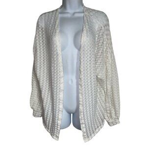 Sz.L*White Textured Cardigan Sweater--Long Sleeves